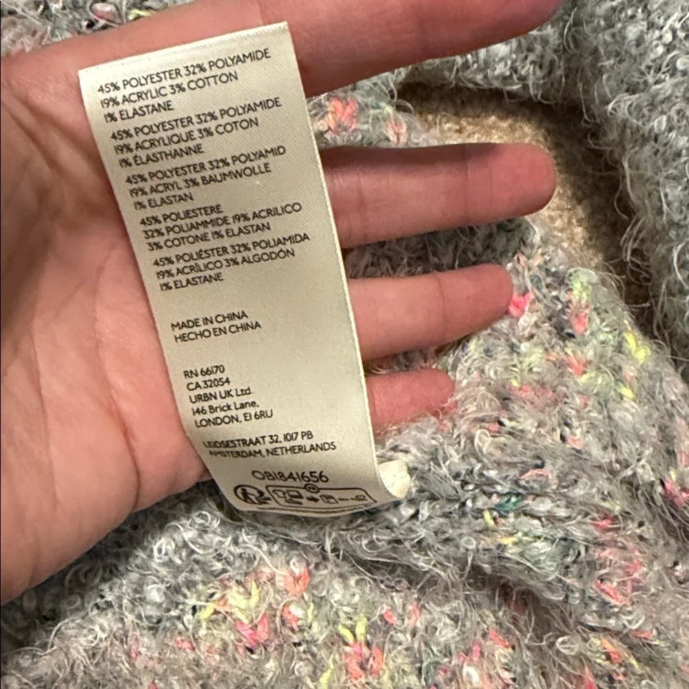 Free People stardust Gray Sweater with Multicolor Trim size S